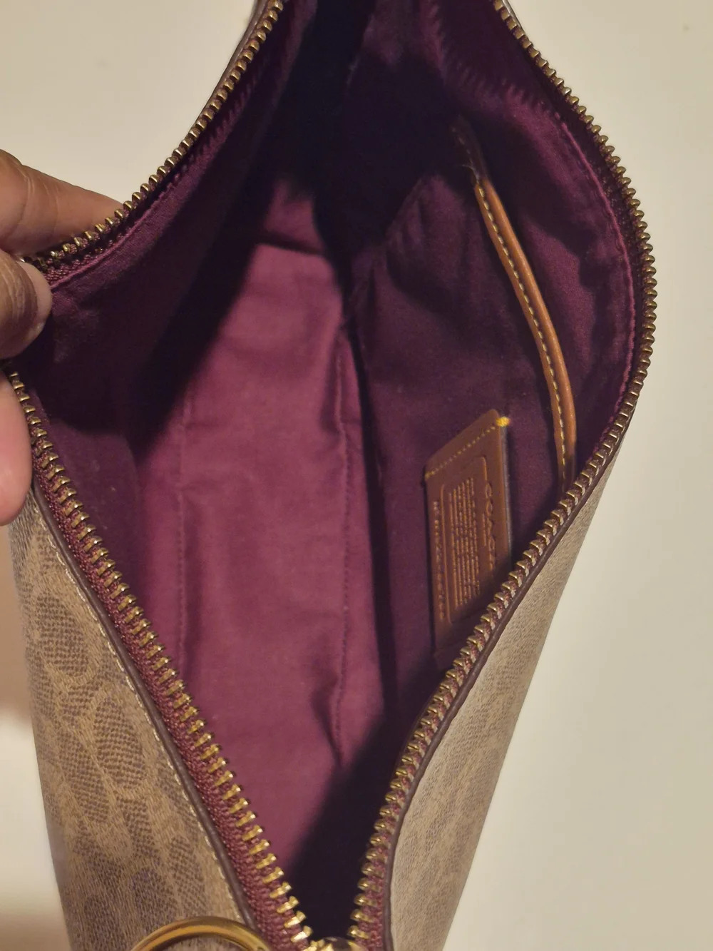 Coach Signature Burgundy Trim Bag (Missing Strap)